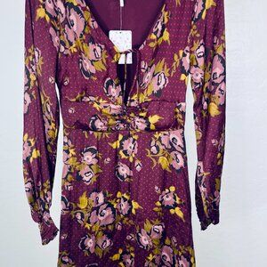Free People Womens Morning Light Floral Print Ruched Casual Dress Size 2